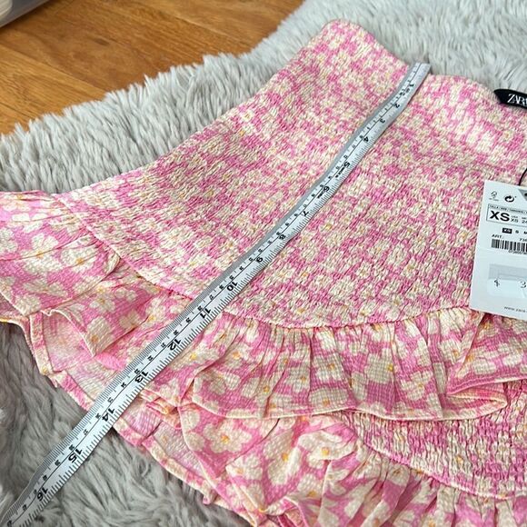 Zara Pink Floral Print Mini Skirt NWT XS - Picture 7 of 7